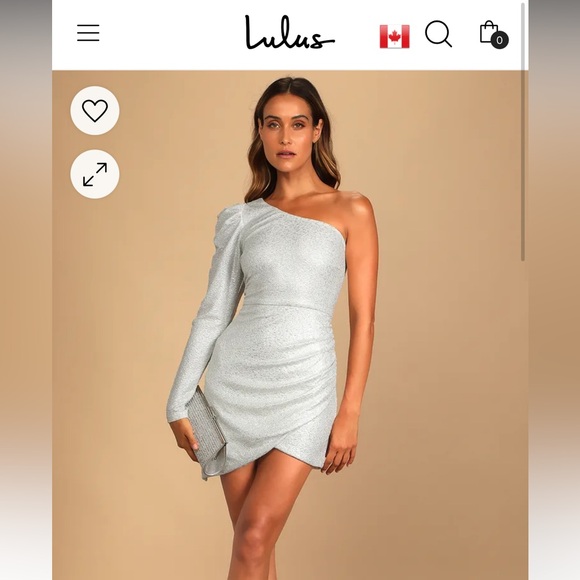 Brightly Shining Silver Metallic One-Shoulder Mini Dress - Picture 1 of 7